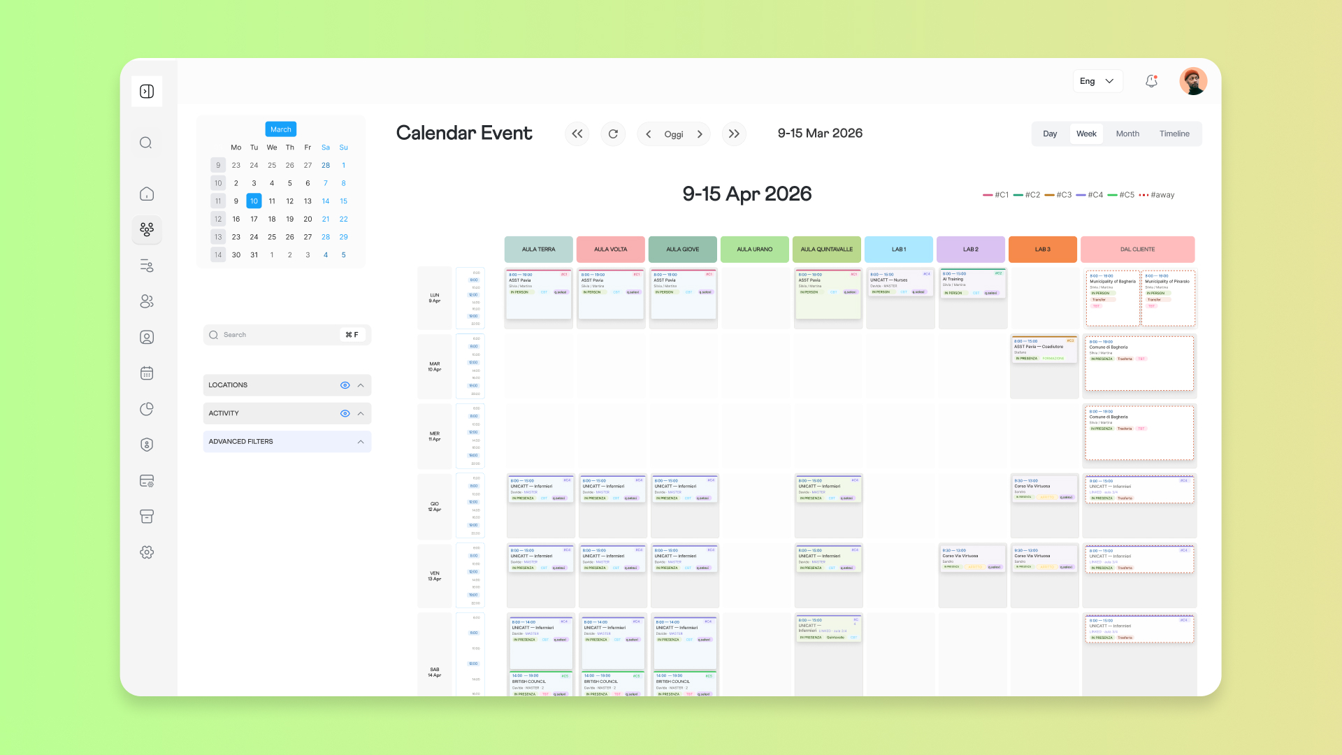 Nuova vista settimanale del calendario