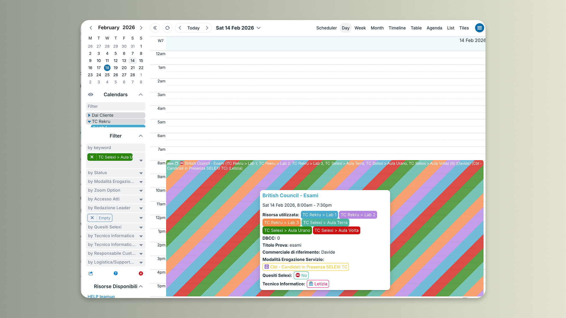Il sistema di partenza: calendario generico sovraccarico