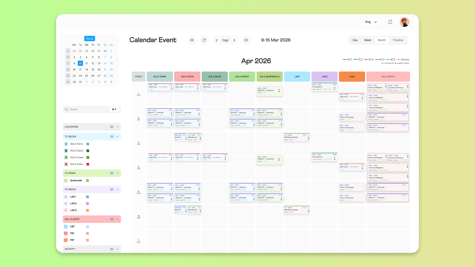 Nuova vista mensile del calendario